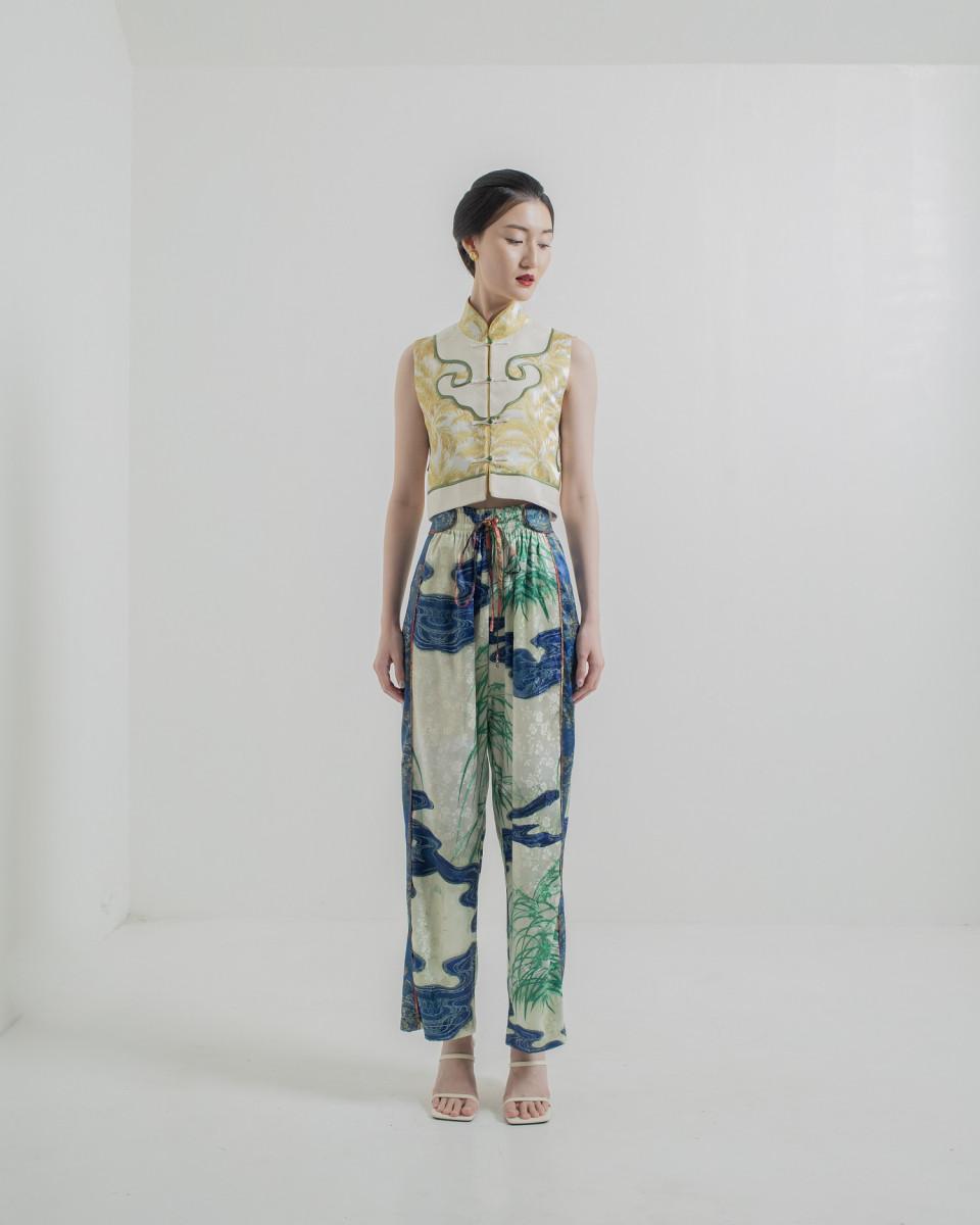 ciel JIAN II TROUSERS BLUE ABSTRACT