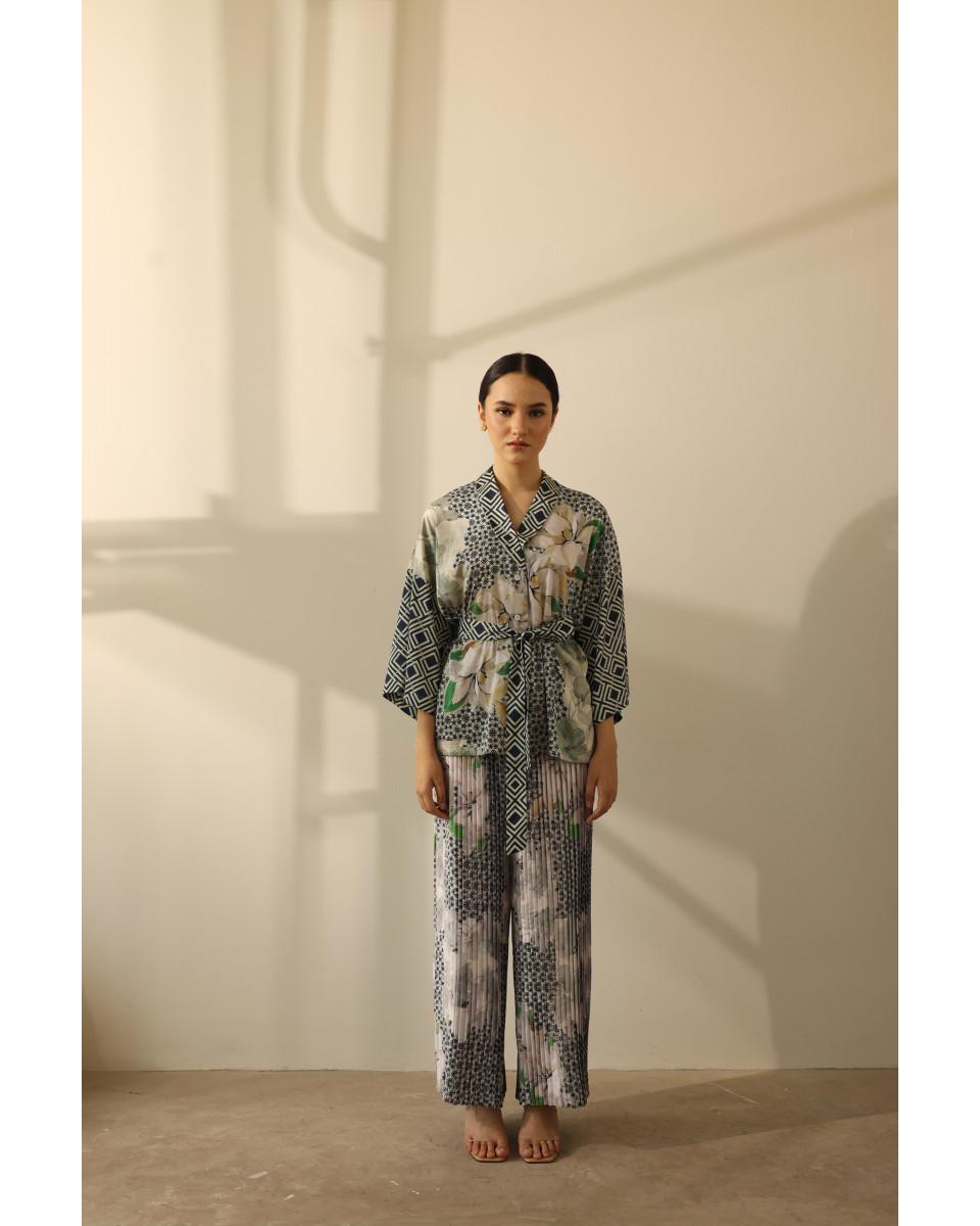 Ciel Kinza Trousers Navy Green Floral
