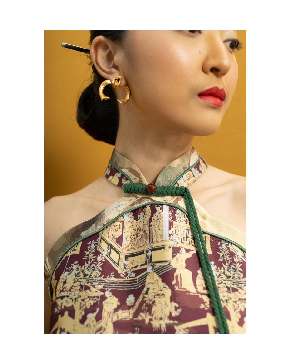 Ciel LIE XIU DRESS BURGUNDY CHINOISERIE