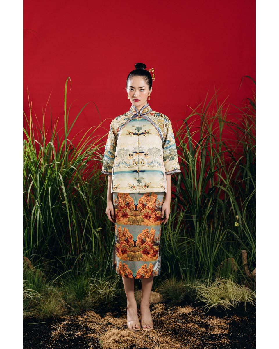 ciel LIFEN JACKET BLUE CHINOISERIE