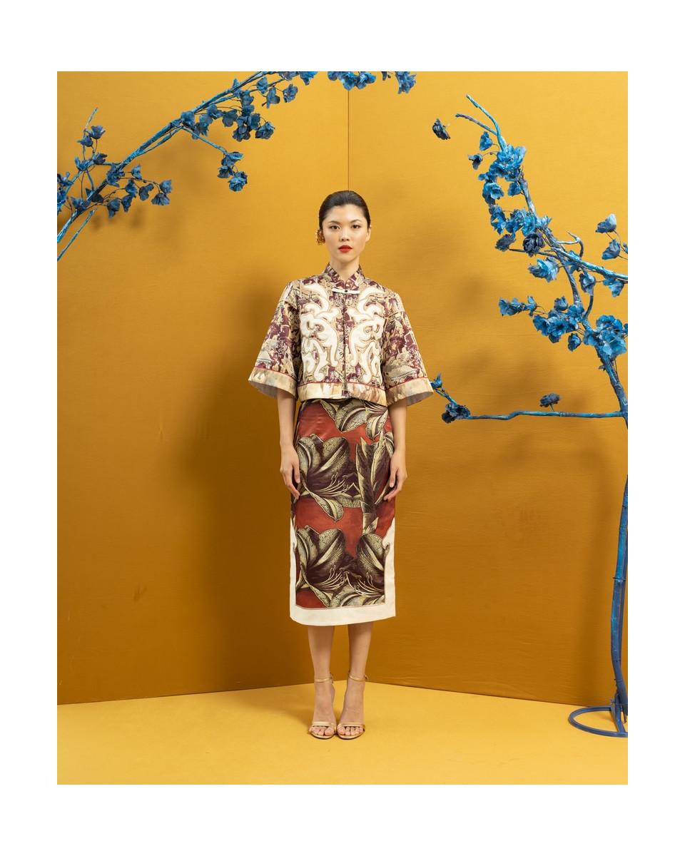 Ciel MEI LING TOP BURGUNDY CHINOISERIE