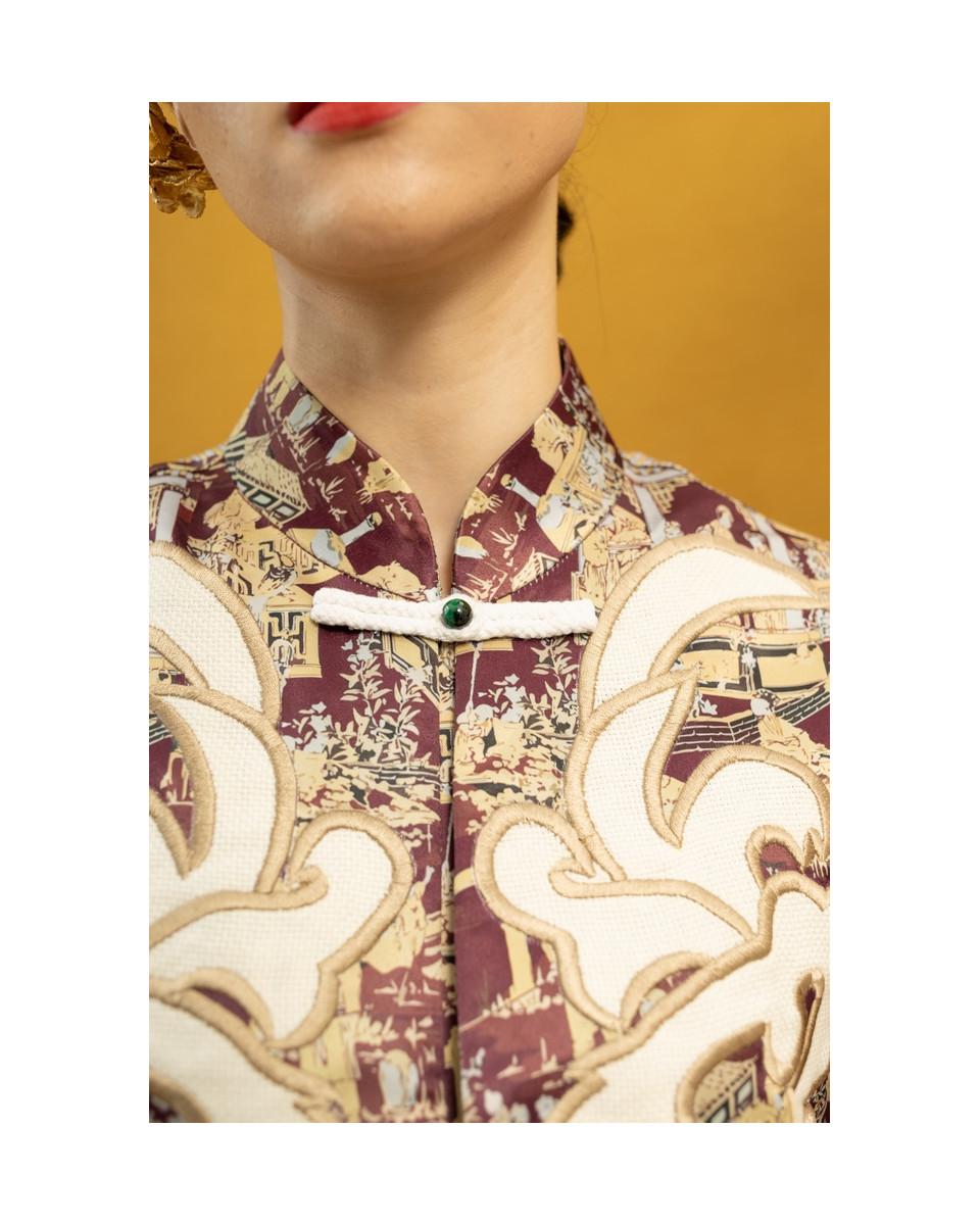 Ciel MEI LING TOP BURGUNDY CHINOISERIE