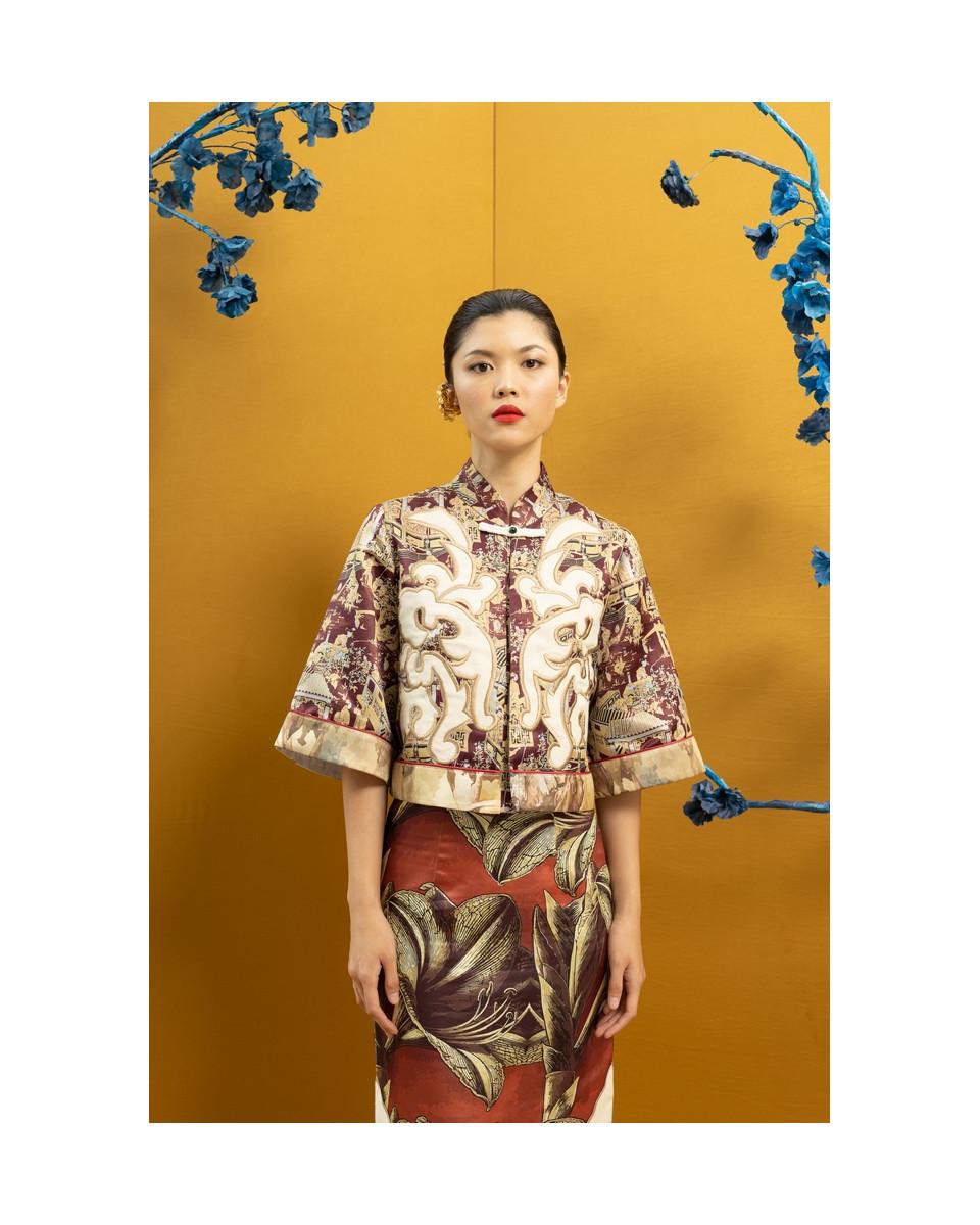 Ciel MEI LING TOP BURGUNDY CHINOISERIE