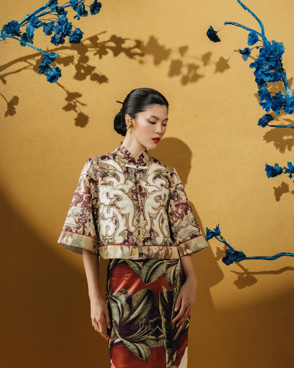 ciel MEI LING TOP BURGUNDY CHINOISERIE