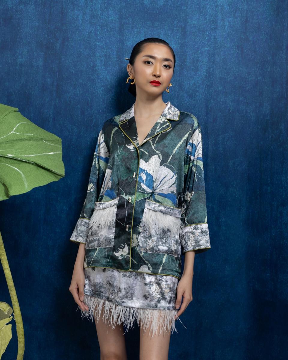 ciel MISAKI TOP GREEN FLORAL