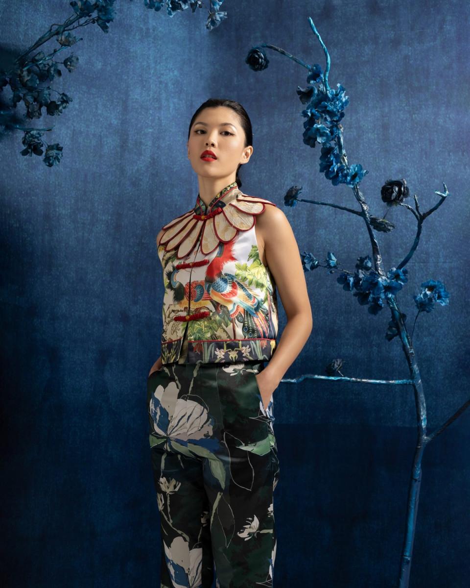 ciel NARA III TROUSERS GREEN FLORAL