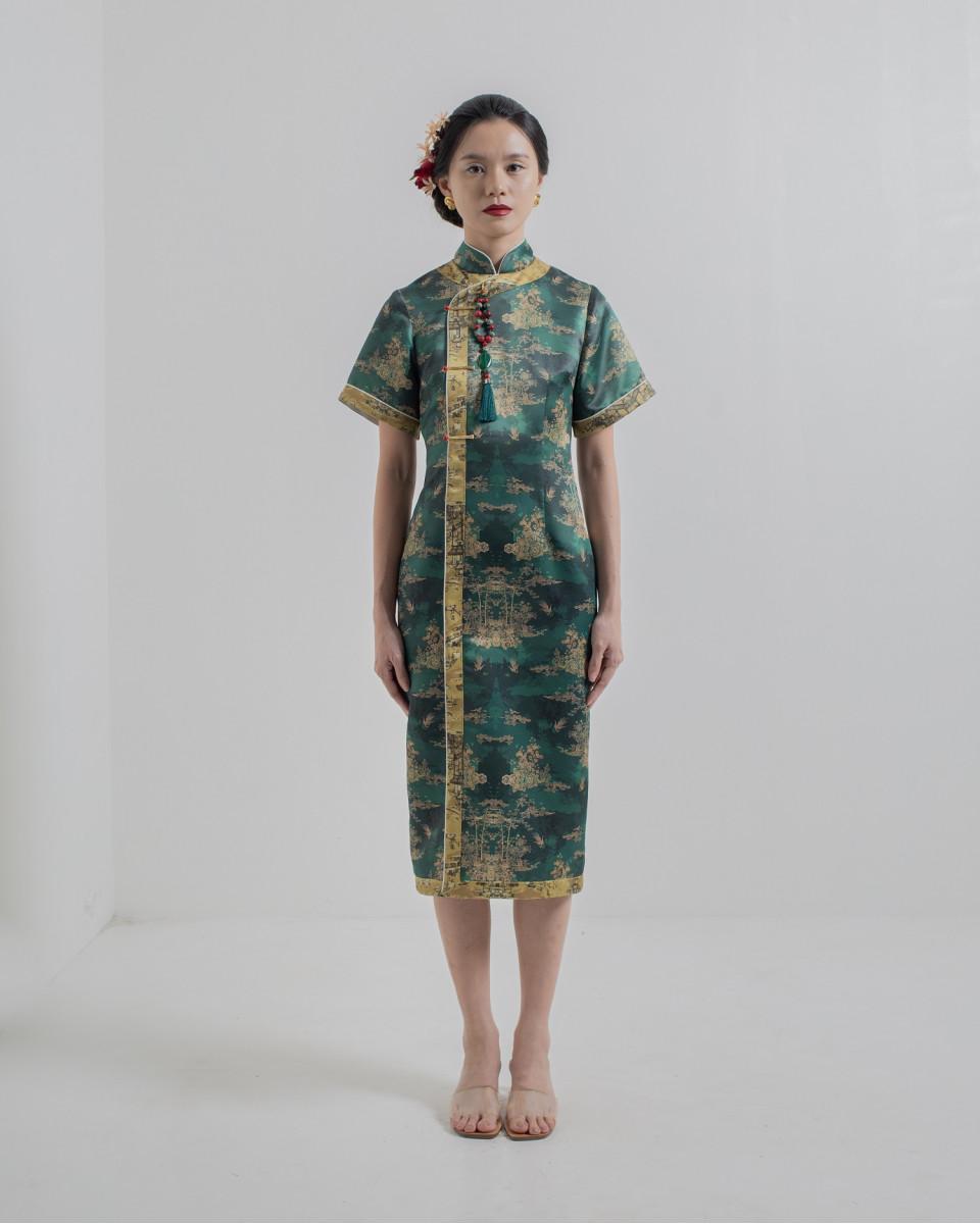 ciel THARA II DRESS JADE CHINOISERIE