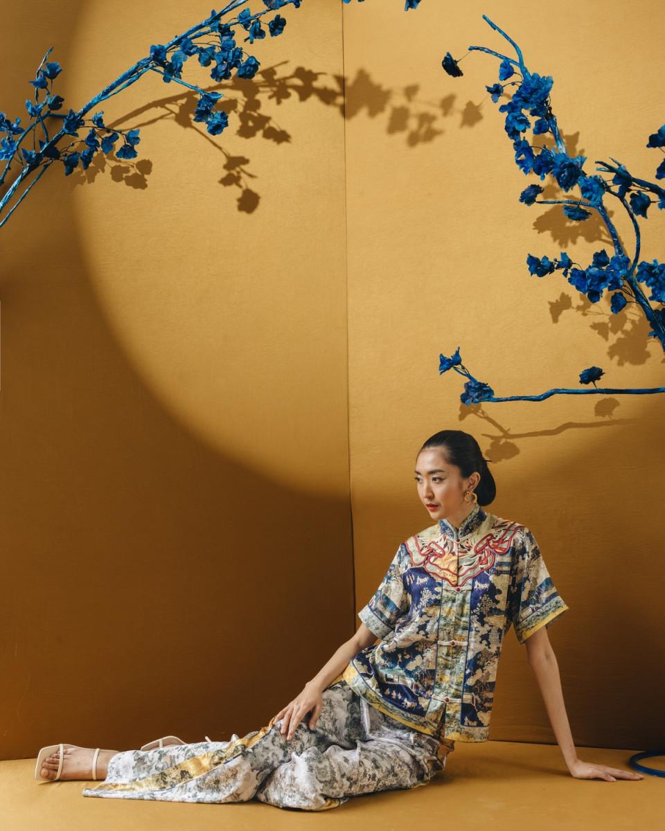 Ciel YE RIN TOP BLUE CHINOISERIE