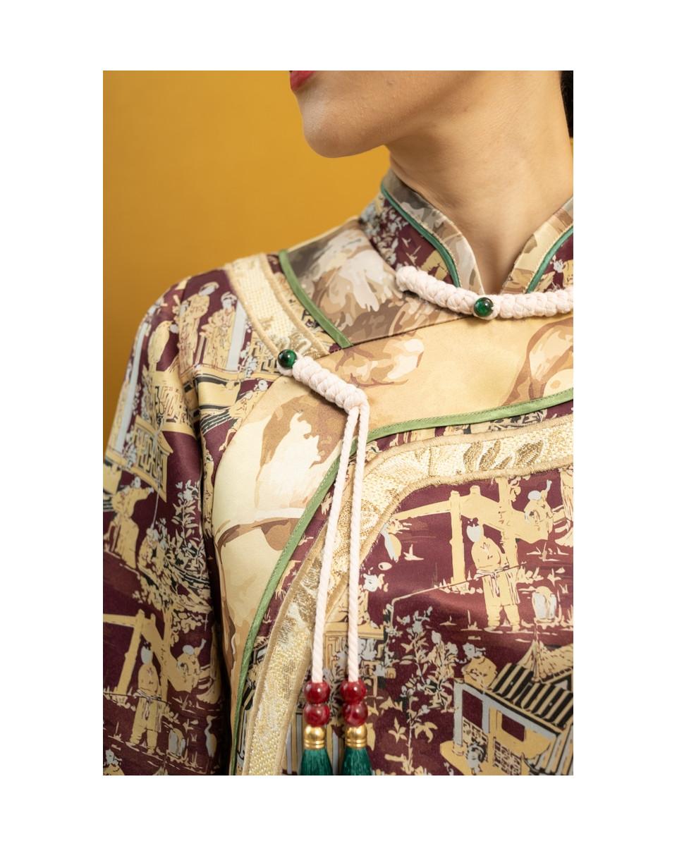 Ciel YU JIE DRESS BURGUNDY CHINOISERIE