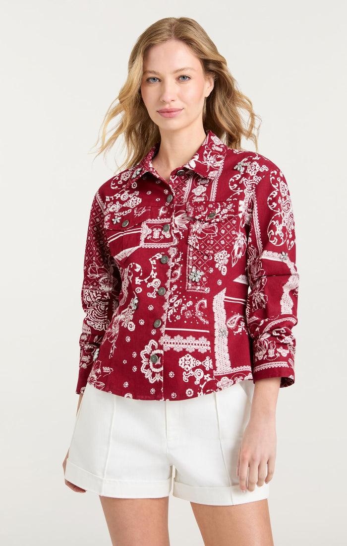Cinq à Sept Bandana Military Twill Scrunched Canyon Jacket Bordeaux
