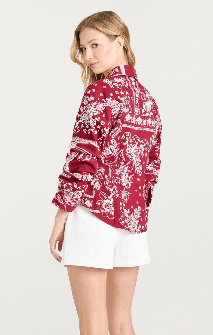Cinq à Sept Bandana Military Twill Scrunched Canyon Jacket Bordeaux