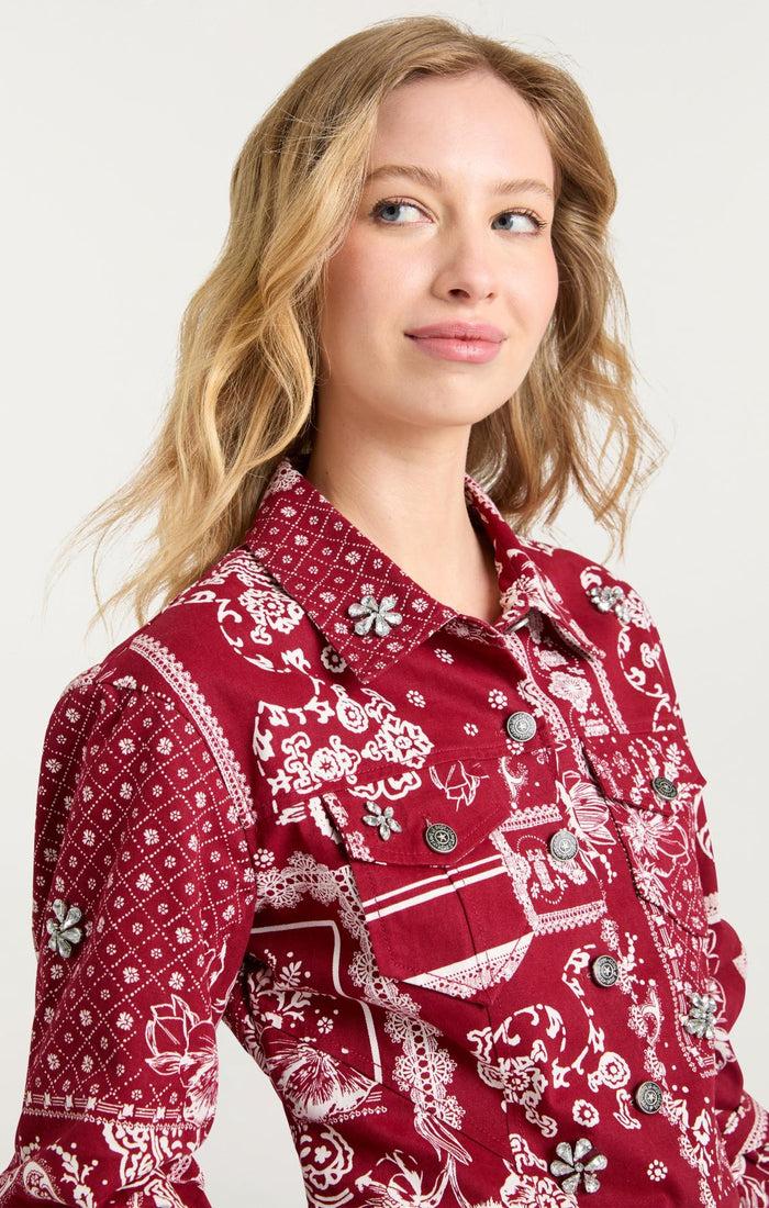 Cinq à Sept Bandana Military Twill Scrunched Canyon Jacket Bordeaux