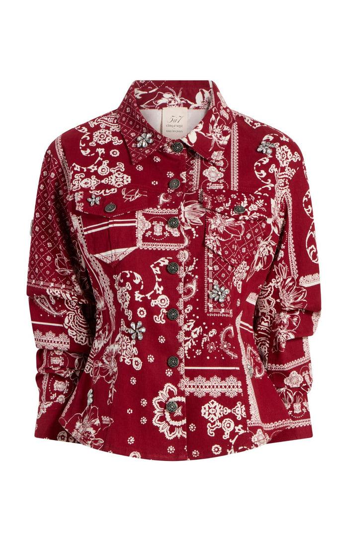 cinq à sept Bandana Military Twill Scrunched Canyon Jacket Bordeaux