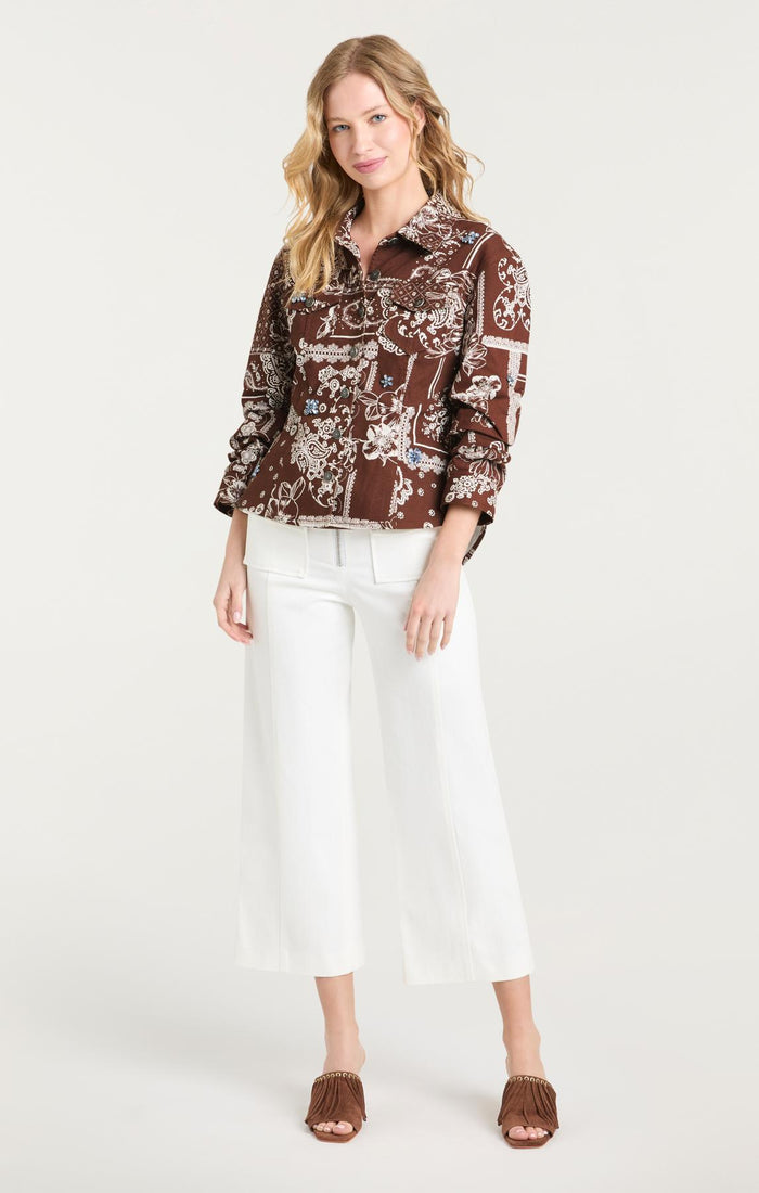 Cinq à Sept Bandana Military Twill Scrunched Canyon Jacket Dark Sepia