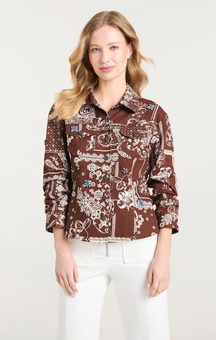 Cinq à Sept Bandana Military Twill Scrunched Canyon Jacket Dark Sepia