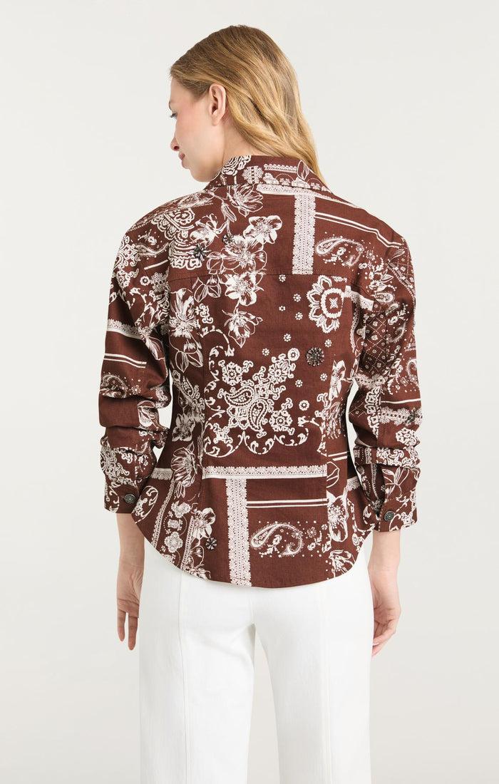 Cinq à Sept Bandana Military Twill Scrunched Canyon Jacket Dark Sepia