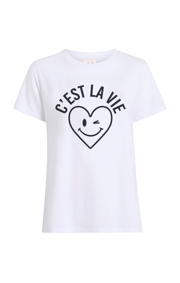 cinq à sept C'est La Vie Heart Smiley Tee White/navy