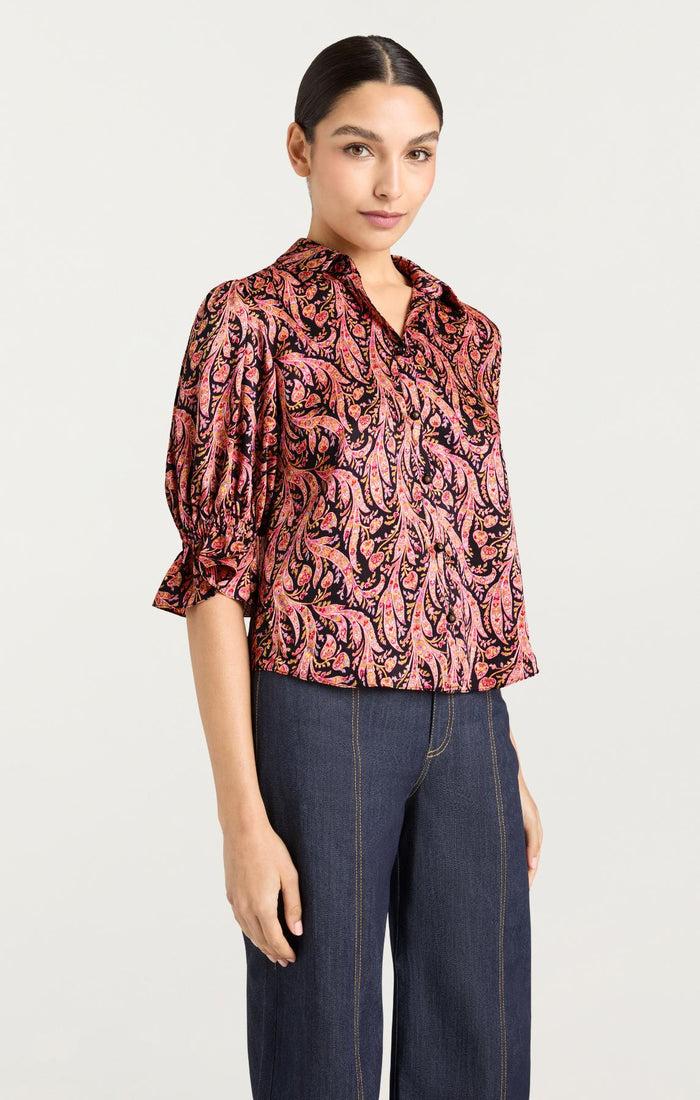 Cinq à Sept Charming Paisley Fiona Top Obsidian Multi