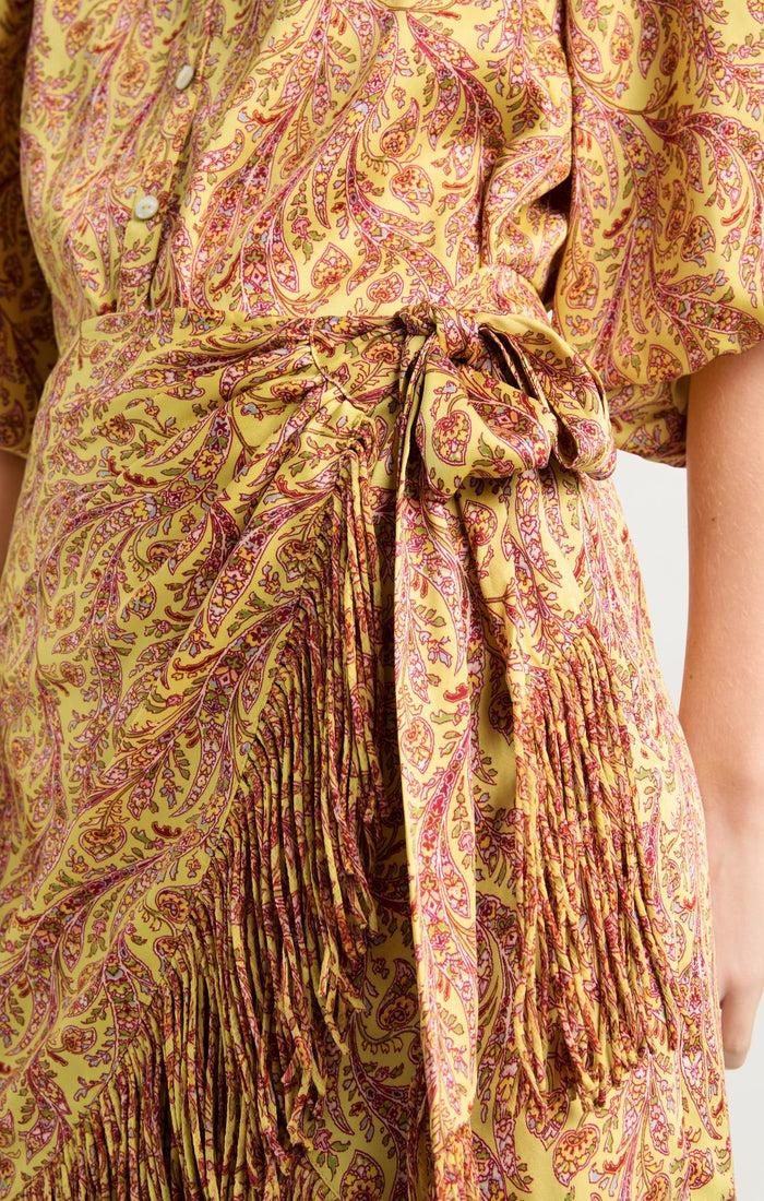 Cinq à Sept Charming Paisley Kember Dress Lemon Grass Multi