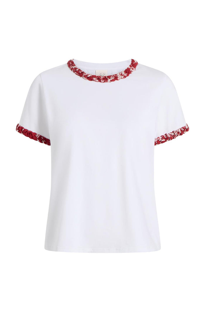 cinq à sept Bandana Braided Tee White/bordeaux