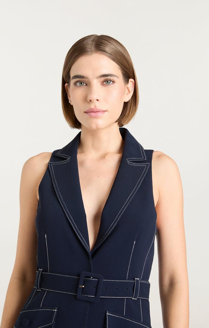 Cinq à Sept Belize Dress Navy/white