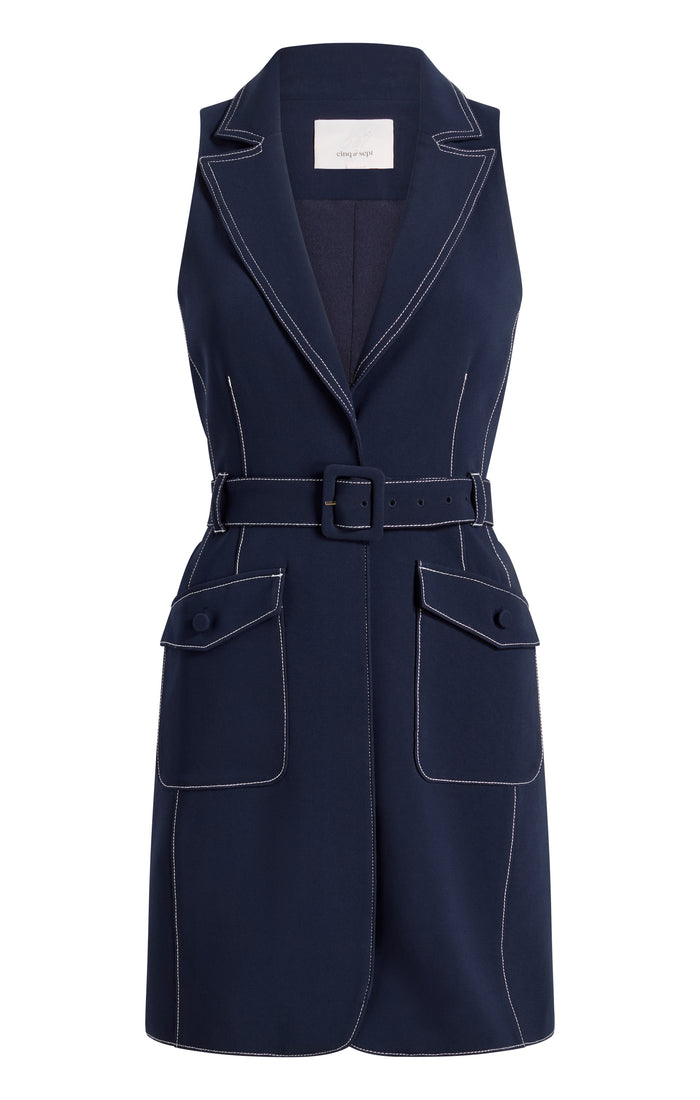 cinq à sept Belize Dress Navy/white