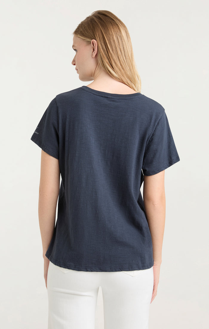 Cinq à Sept Bonjour Y'all Smiley Tee Navy/white