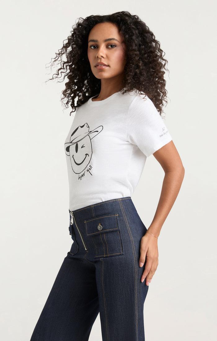 Cinq à Sept Bonjour Y'all Smiley Tee White/black