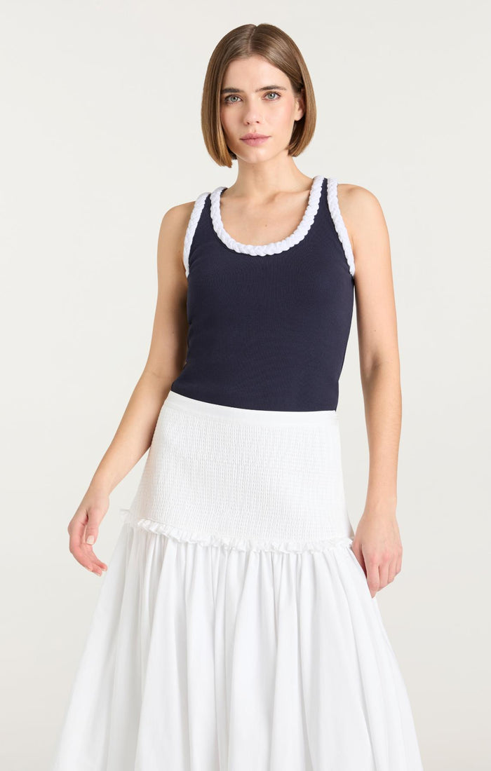 Cinq à Sept Braided Tank Top Navy/white