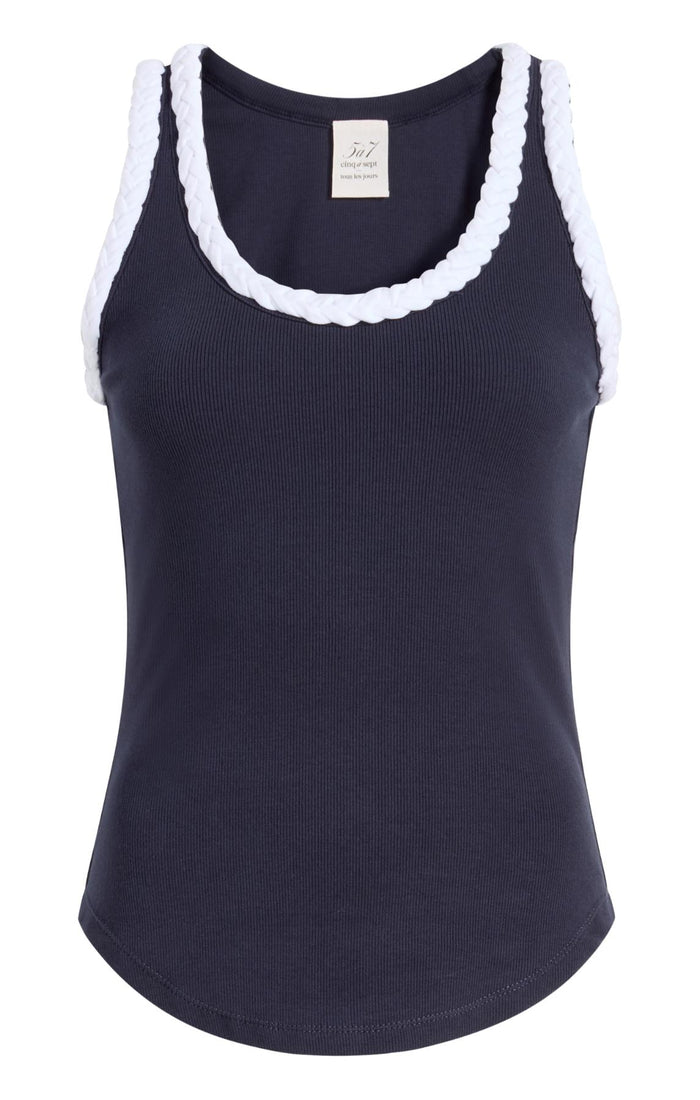 cinq à sept Braided Tank Top Navy/white
