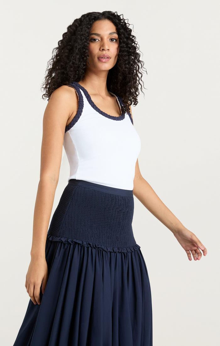 Cinq à Sept Braided Tank Top White/navy