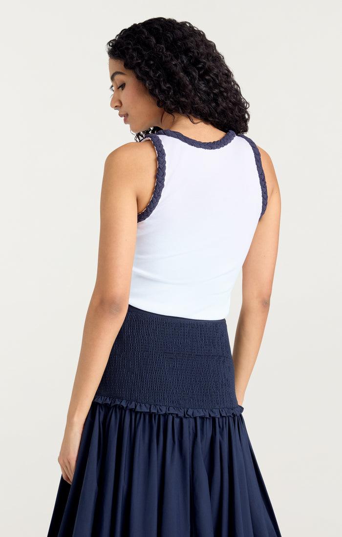 Cinq à Sept Braided Tank Top White/navy