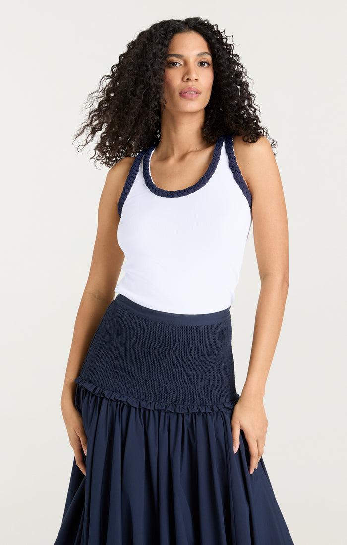 Cinq à Sept Braided Tank Top White/navy