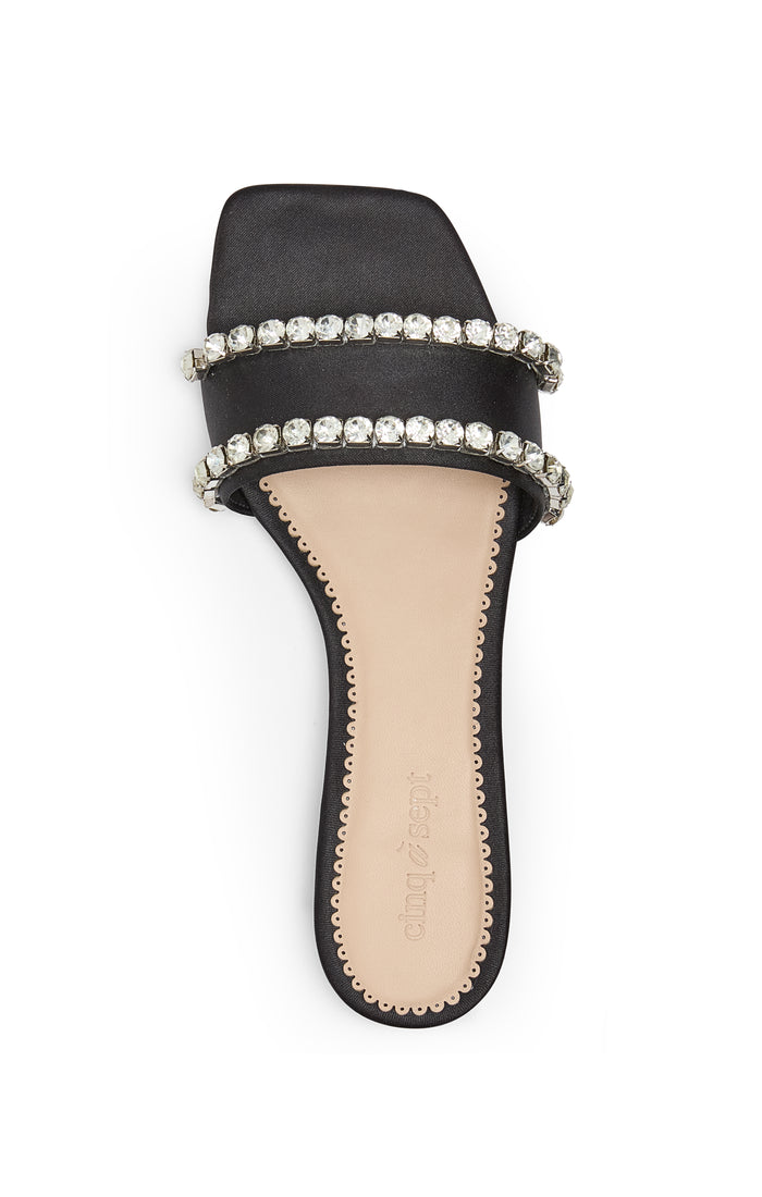 Cinq à Sept Catherine Crystal Slide Black/clear