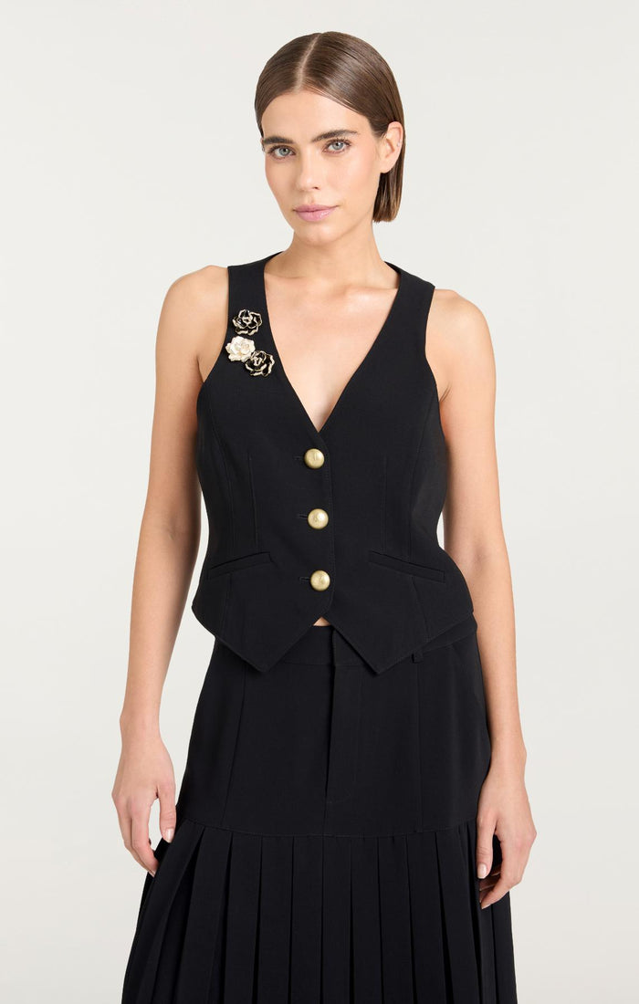 Cinq à Sept Crepe Bane Vest Black