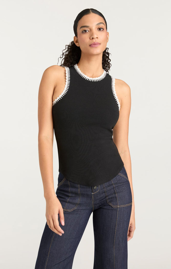 Cinq à Sept Crochet Lizzie Tank Black/ivory