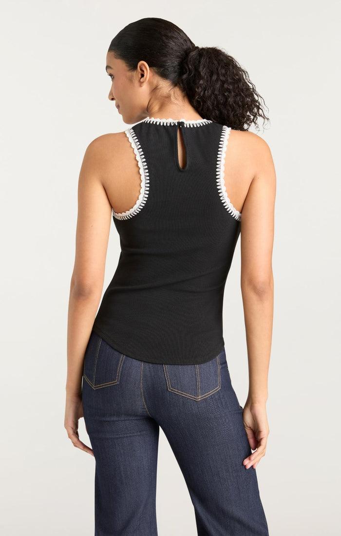 Cinq à Sept Crochet Lizzie Tank Black/ivory