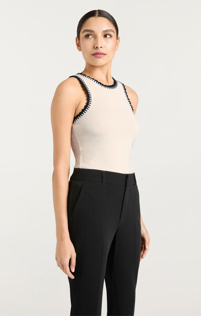 Cinq à Sept Crochet Lizzie Tank Gardenia/black