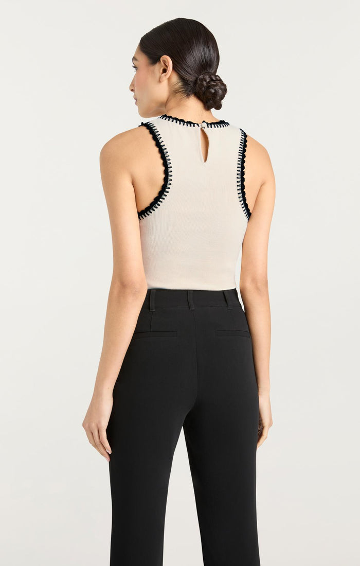 Cinq à Sept Crochet Lizzie Tank Gardenia/black