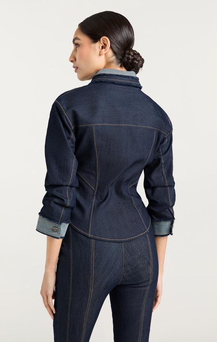 Cinq à Sept Cropped Scrunched Canyon Jacket Indigo