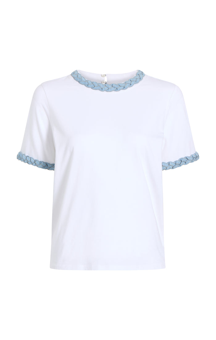 cinq à sept Denim Braided Tee White/Light Wash