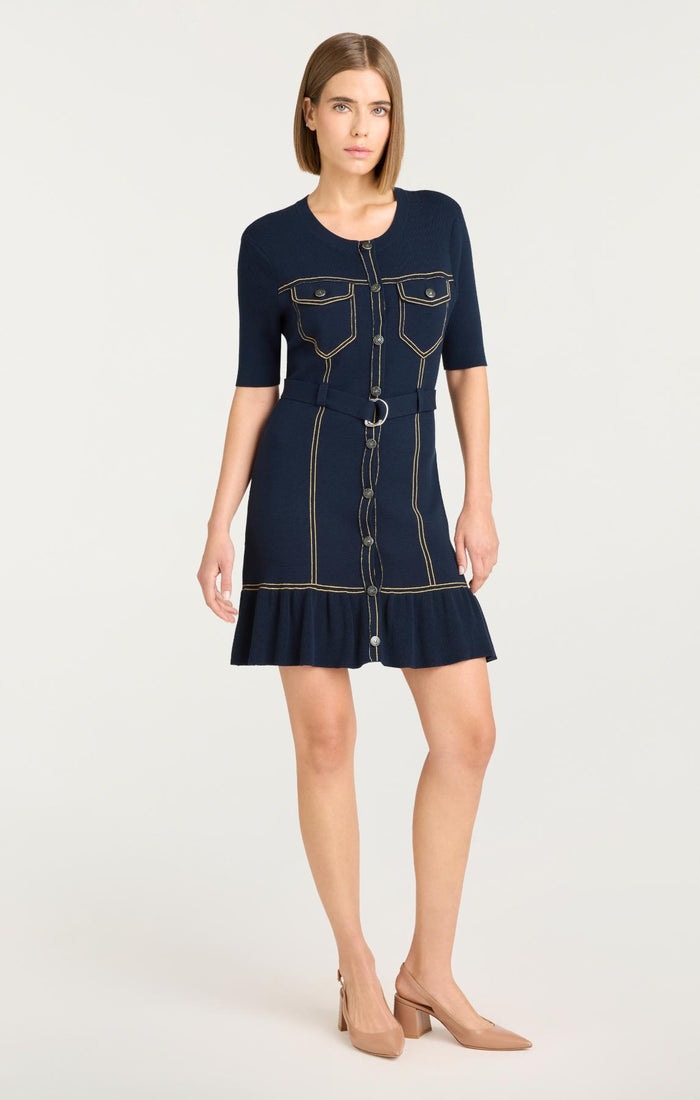 Cinq à Sept Elisha Cardigan Mini Dress Navy
