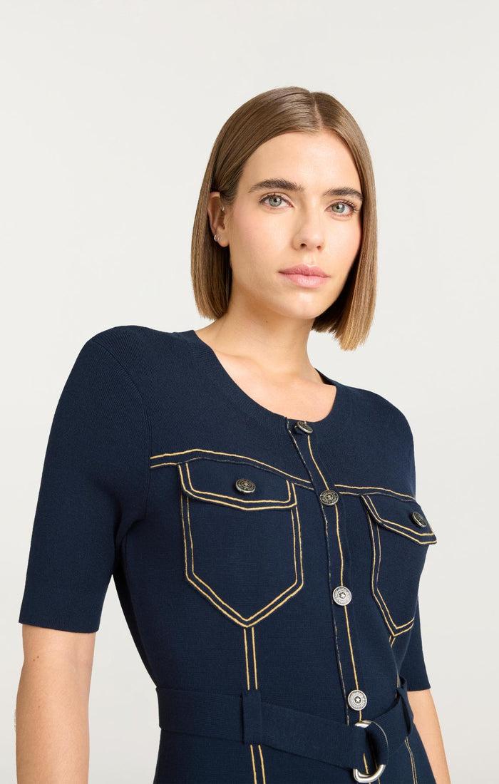 Cinq à Sept Elisha Cardigan Mini Dress Navy