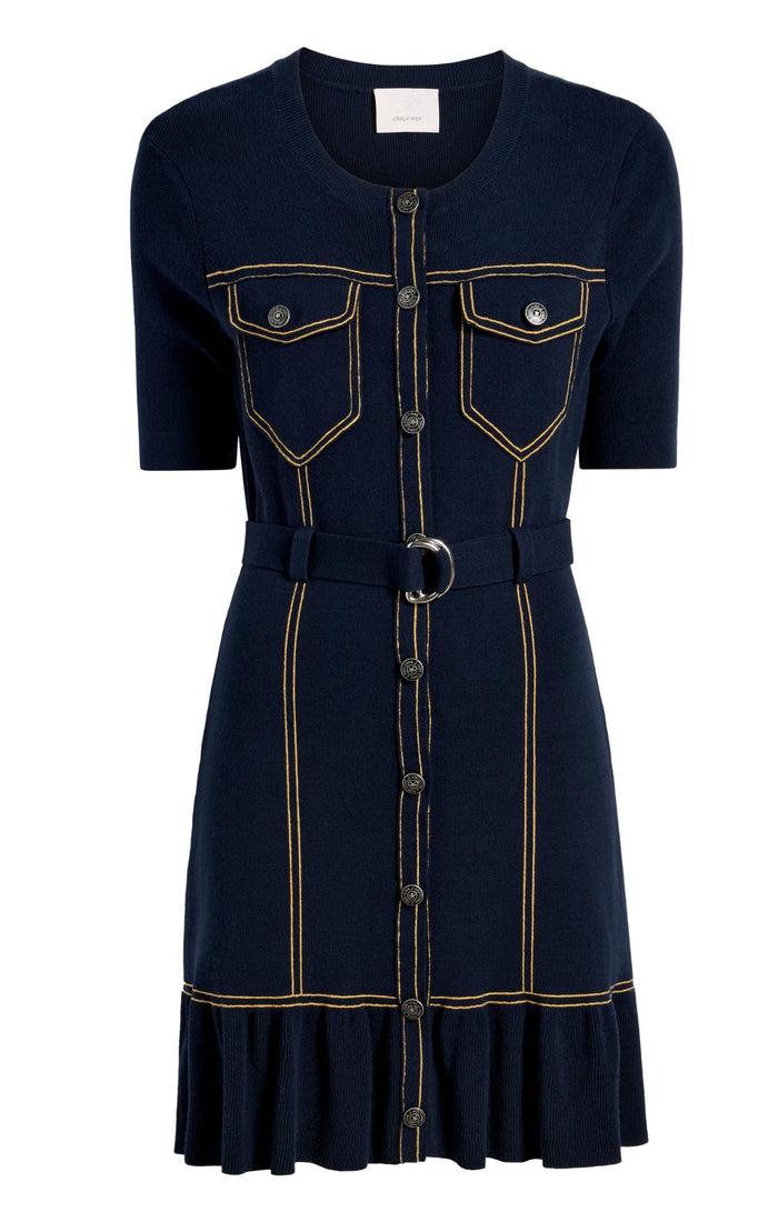 cinq à sept Elisha Cardigan Mini Dress Navy
