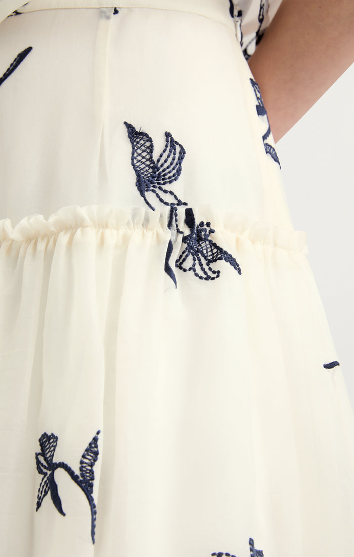 Cinq à Sept Embroidered Ellah Skirt Ivory/navy
