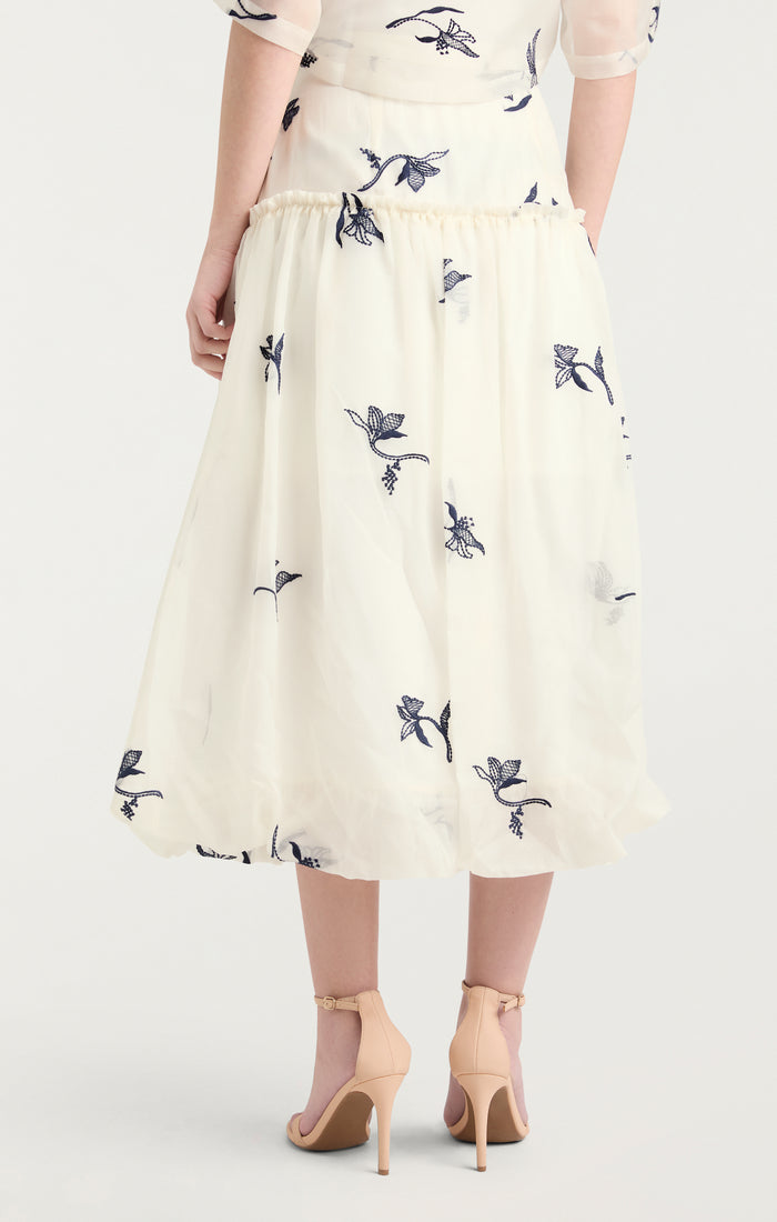 Cinq à Sept Embroidered Ellah Skirt Ivory/navy