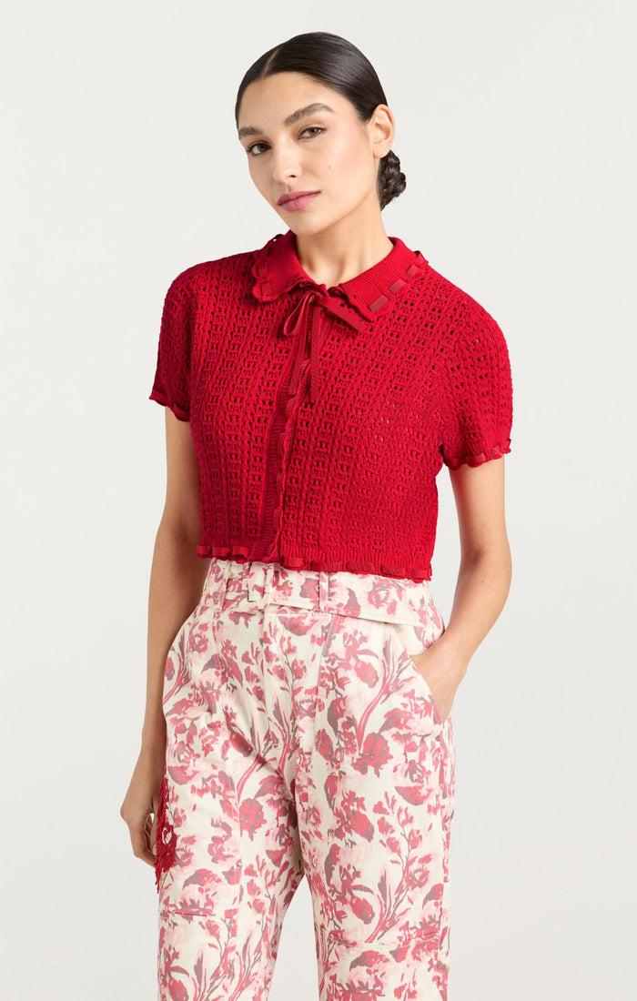 Cinq à Sept Ginevra Cardigan Red Sapphire