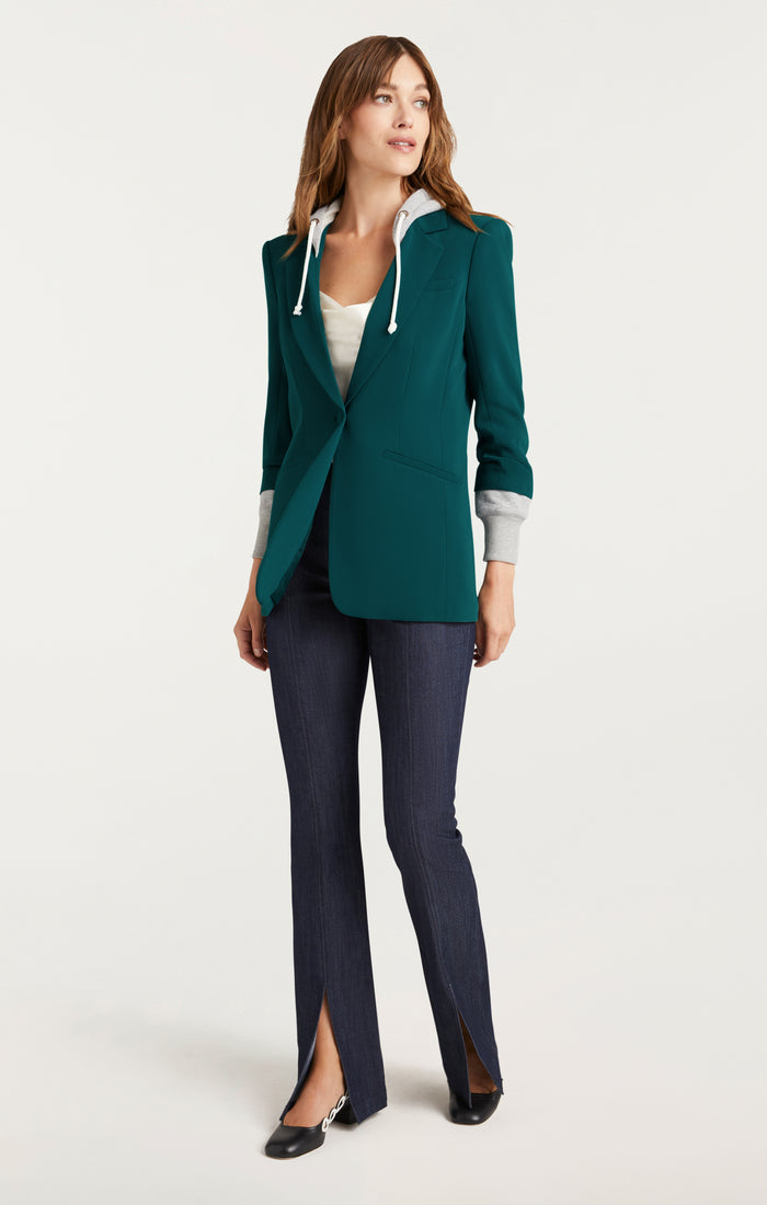 Cinq à Sept Hooded Khloe Jacket Green Onyx