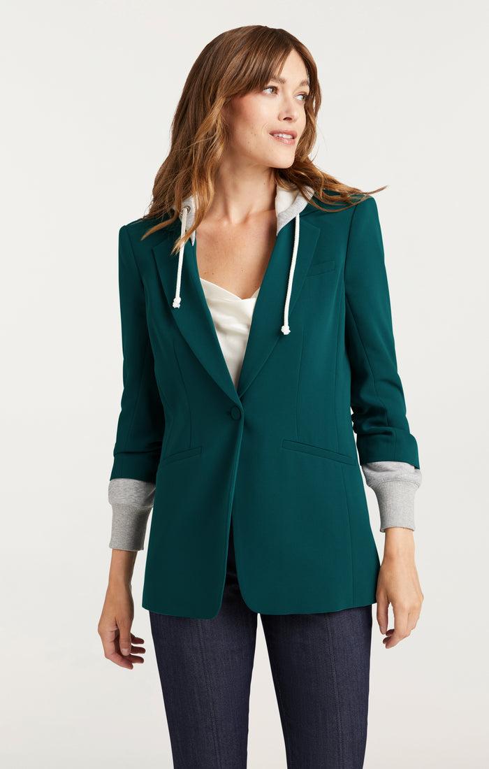 Cinq à Sept Hooded Khloe Jacket Green Onyx