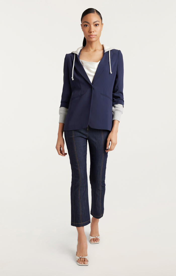 Cinq à Sept Hooded Khloe Jacket Navy/heather Grey